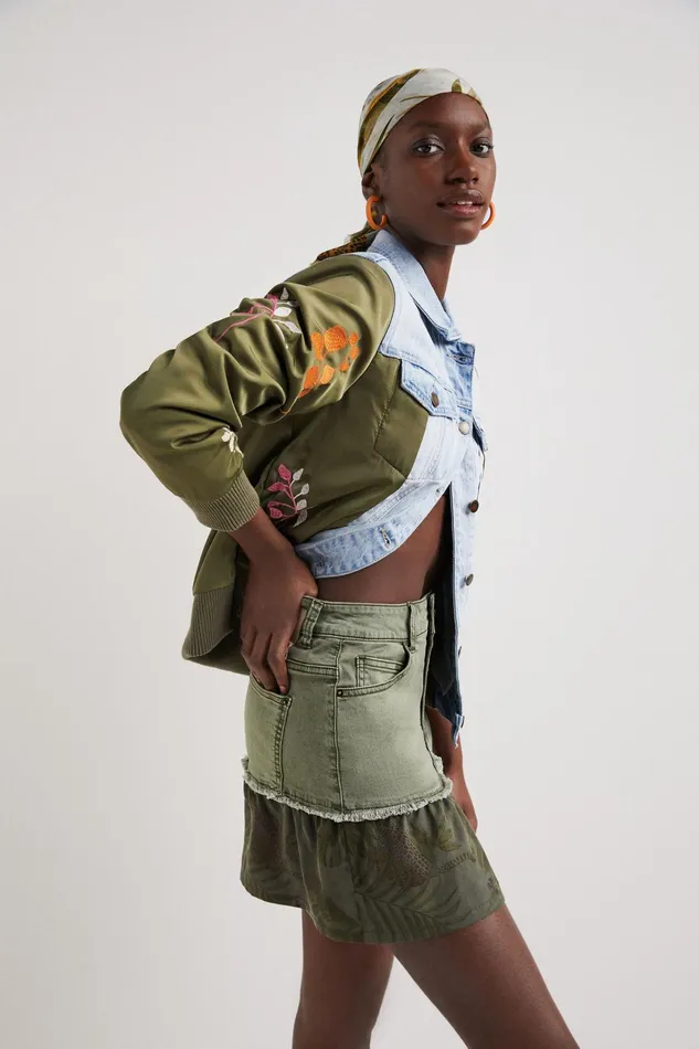 Desigual Flounce Patchwork Denim Miniskirt Women Skirts and Shorts