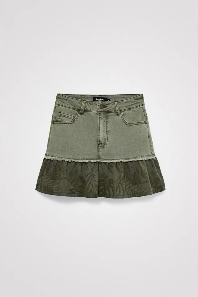 Desigual Flounce Patchwork Denim Miniskirt Women Skirts and Shorts
