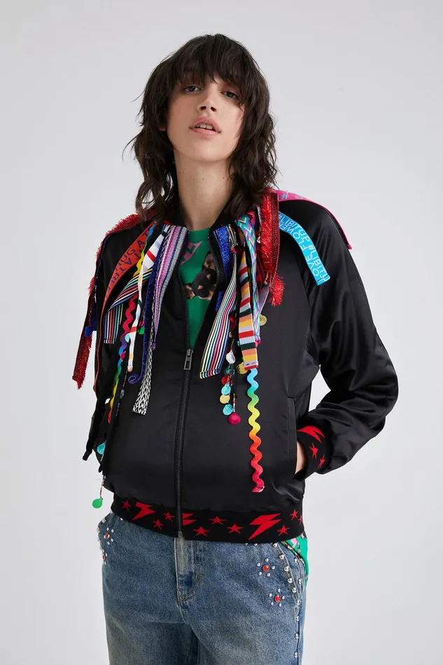 Desigual Johnson Hartig Ribbon Bomber Jacket Women Jackets