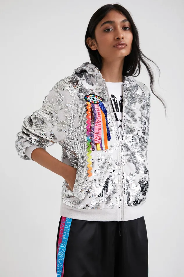 Desigual Johnson Hartig Sequined Hoodie Women Sweatshirts