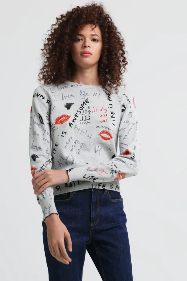 Desigual Life Is Awesome Knit Jumper Women Sweaters