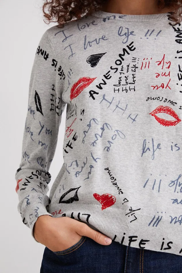 Desigual Life Is Awesome Knit Jumper Women Sweaters