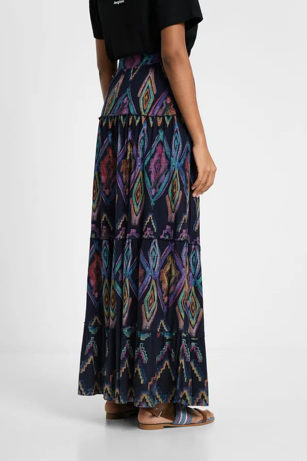 Desigual Long Eco Skirt With Geometric Print Women Skirts and Shorts