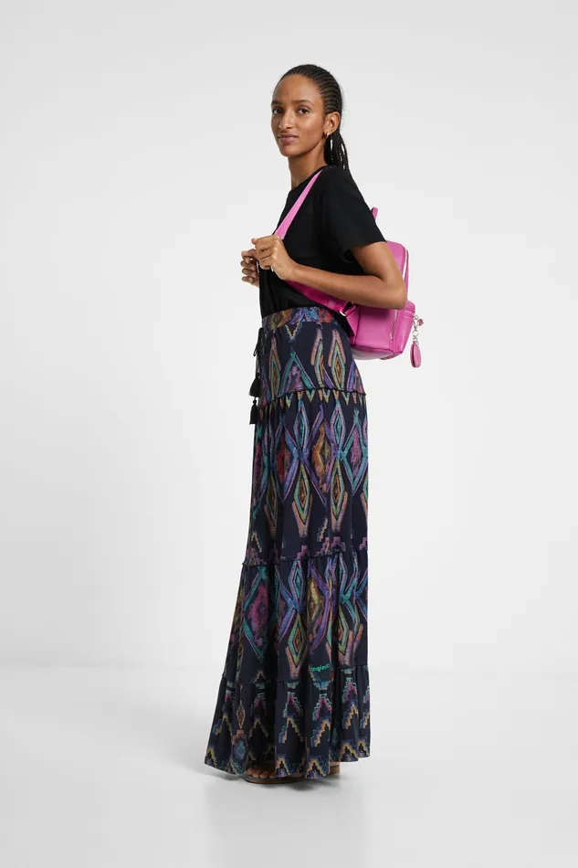 Desigual Long Eco Skirt With Geometric Print Women Skirts and Shorts