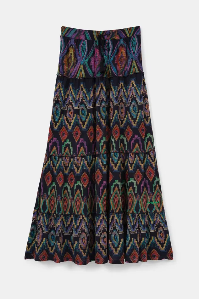 Desigual Long Eco Skirt With Geometric Print Women Skirts and Shorts