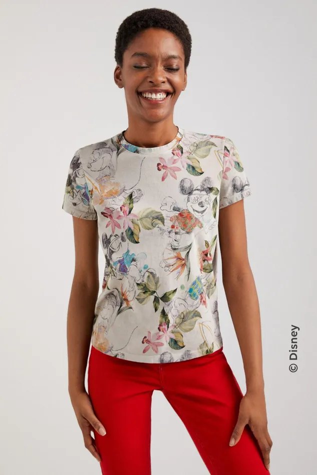 Desigual Mickey Mouse Tropical Tshirt Women Tshirts
