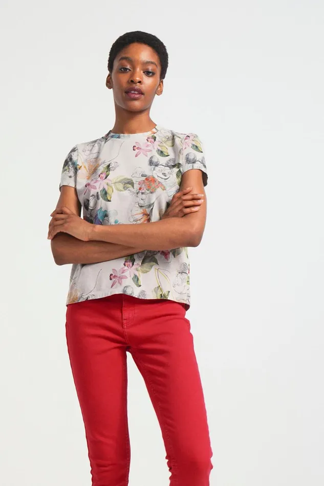 Desigual Mickey Mouse Tropical Tshirt Women Tshirts