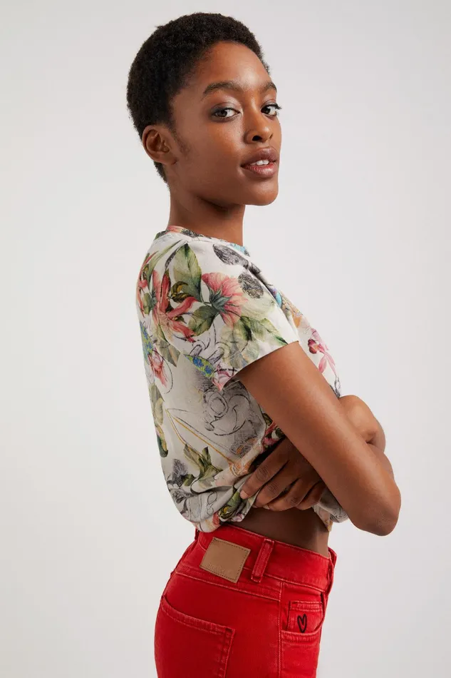 Desigual Mickey Mouse Tropical Tshirt Women Tshirts