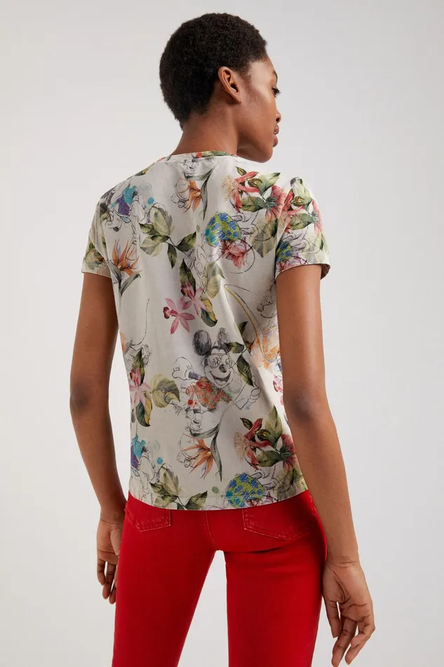Desigual Mickey Mouse Tropical Tshirt Women Tshirts