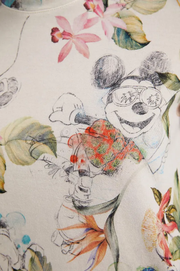 Desigual Mickey Mouse Tropical Tshirt Women Tshirts
