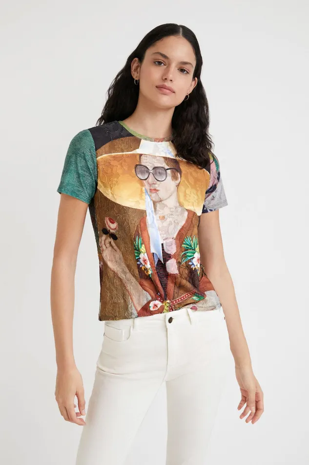 Desigual Portrait Artwork Tshirt Women Tshirts