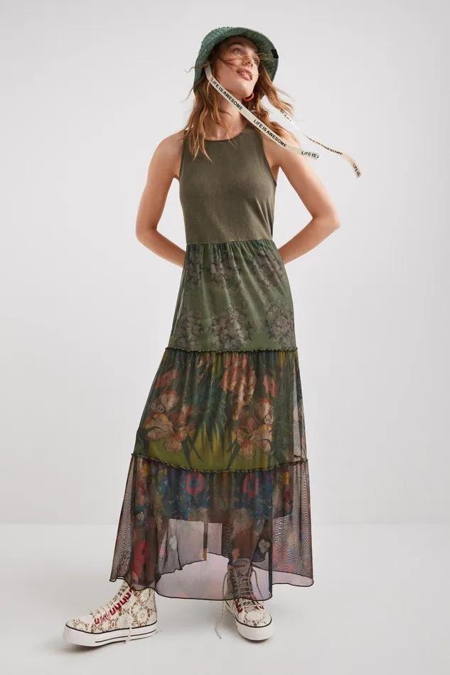 Desigual Print Long Dress Women Dresses