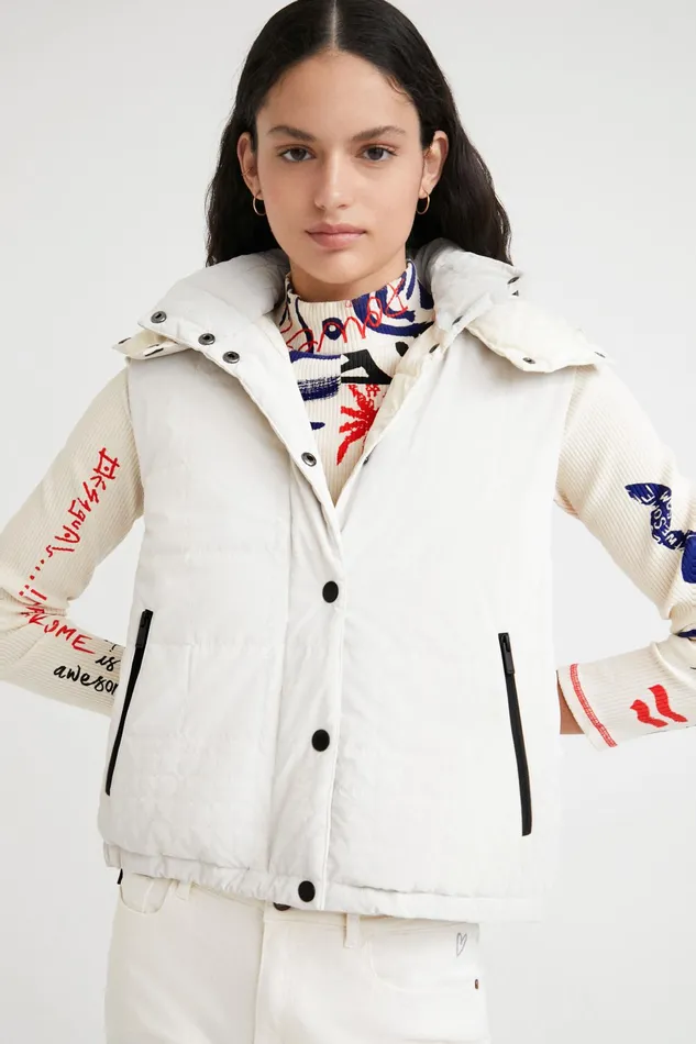 Desigual Quilted Gilet With Hood Women Jackets