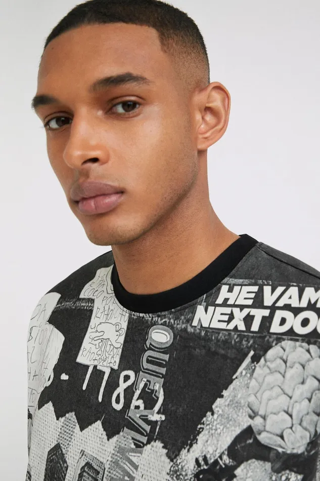 Desigual Shortsleeve Collage Tshirt Mens Tshirt and Polos
