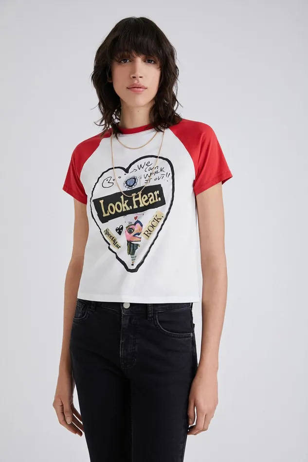 Desigual Shortsleeve Heart Tshirt Women Tshirts