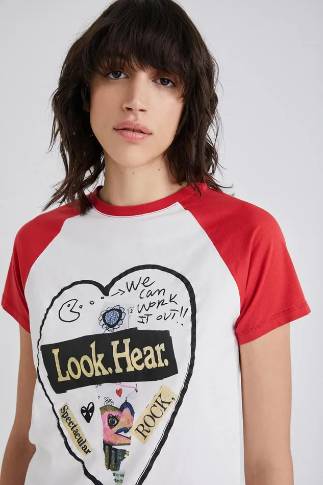 Desigual Shortsleeve Heart Tshirt Women Tshirts