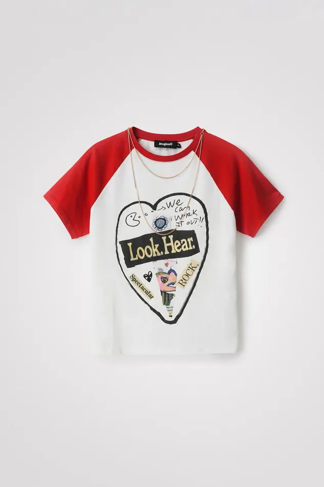 Desigual Shortsleeve Heart Tshirt Women Tshirts
