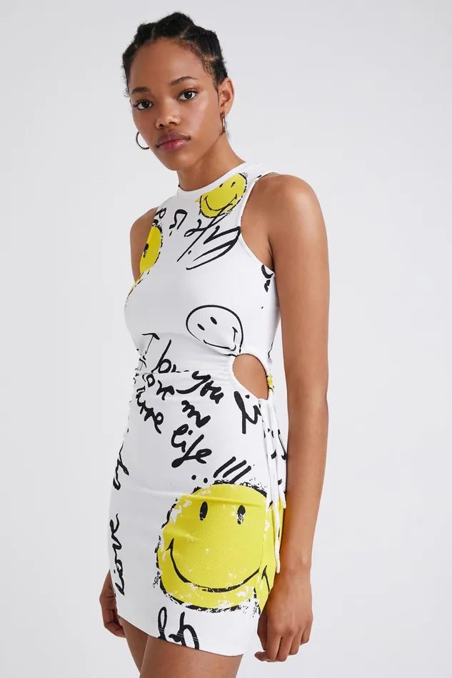 Desigual Slim Smiley Short Dress Women Dresses