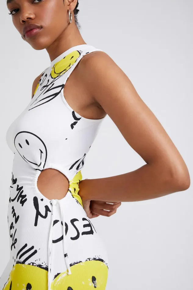 Desigual Slim Smiley Short Dress Women Dresses