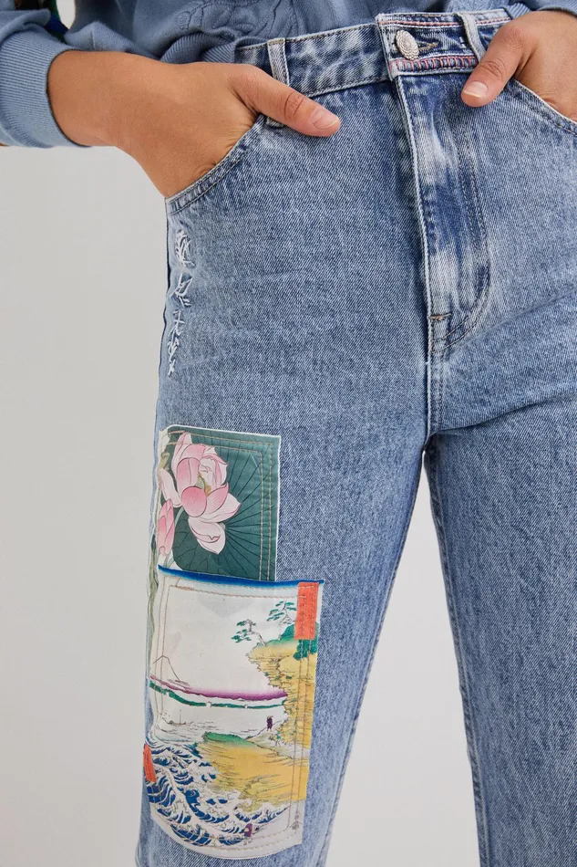 Desigual Straight Cropped Japanese Jeans Women Pants and Leggings