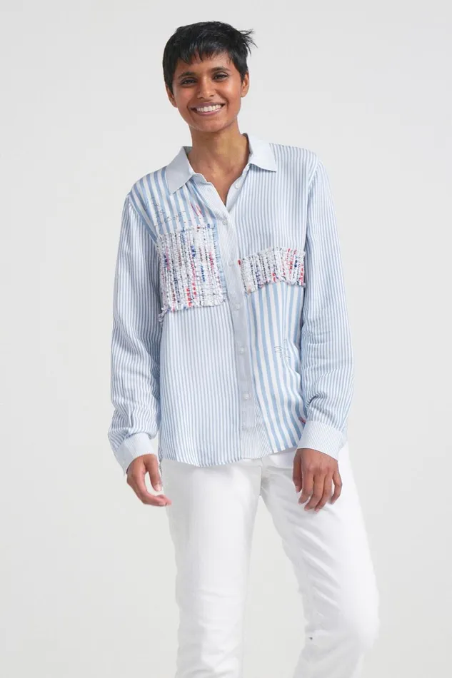 Desigual Stripe And Patchwork Shirt Women Tops and Shirts
