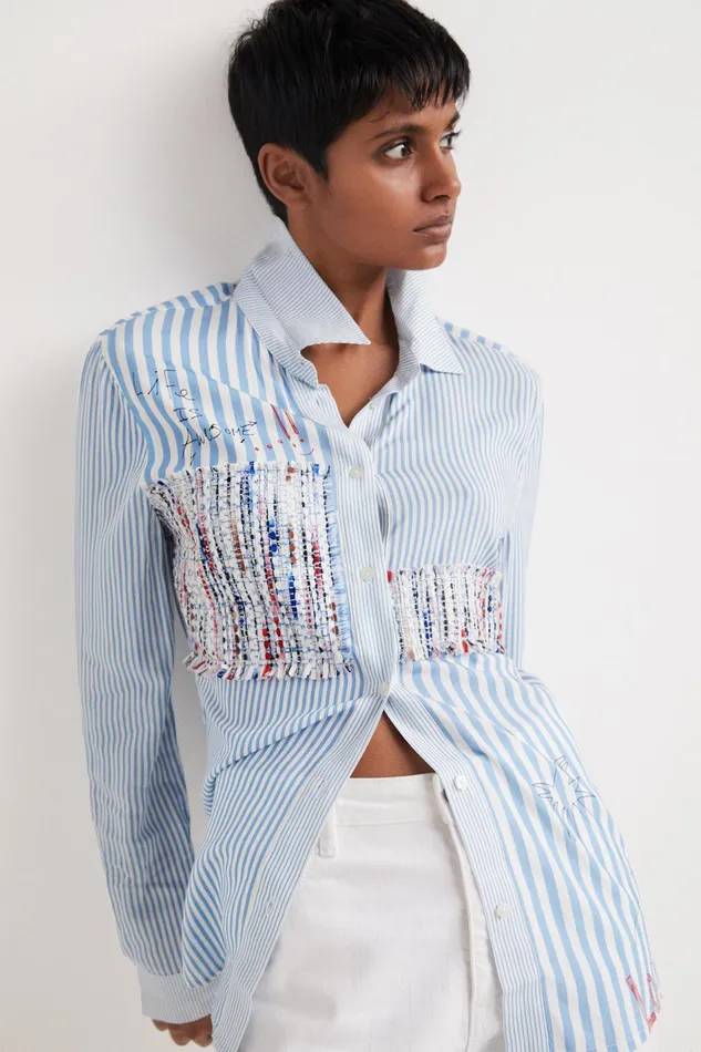 Desigual Stripe And Patchwork Shirt Women Tops and Shirts