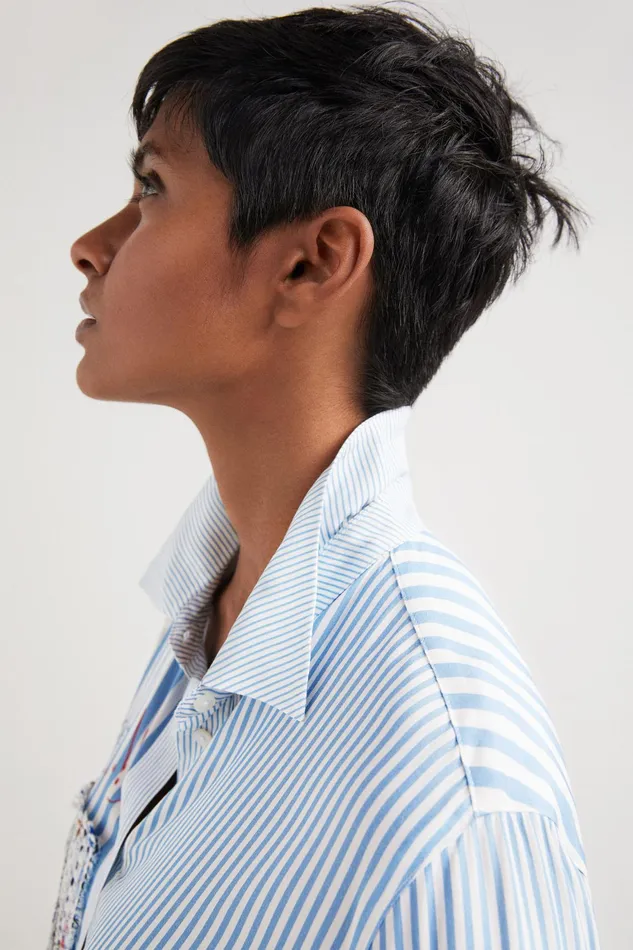 Desigual Stripe And Patchwork Shirt Women Tops and Shirts
