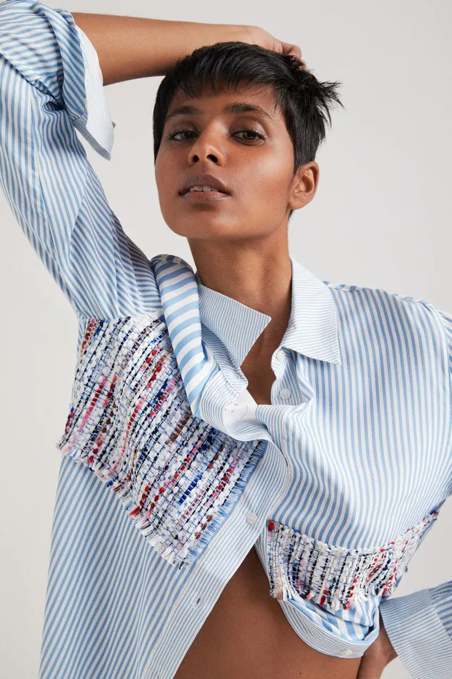 Desigual Stripe And Patchwork Shirt Women Tops and Shirts