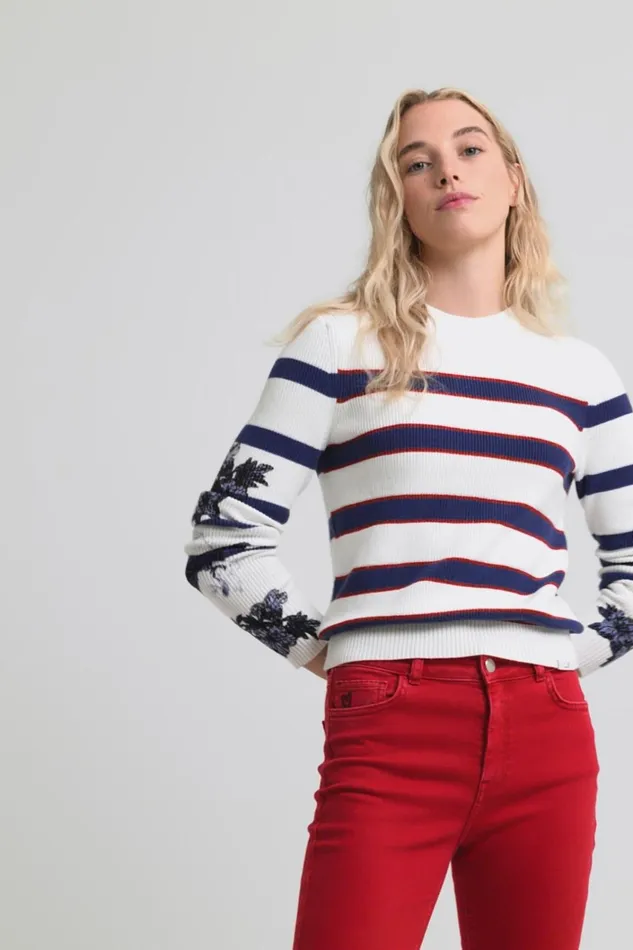 Desigual Striped Floral Jumper Women Sweaters