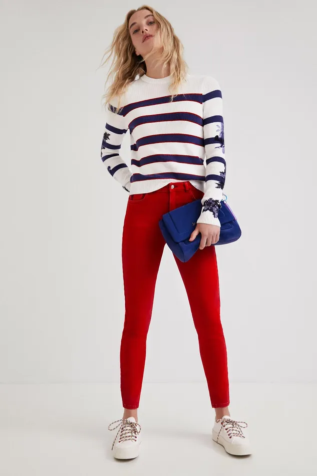Desigual Striped Floral Jumper Women Sweaters