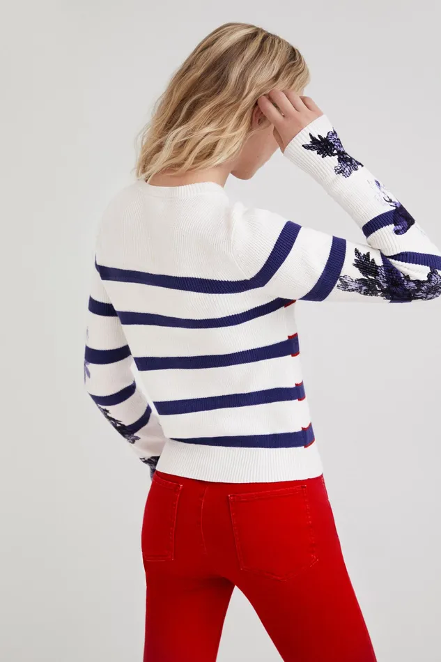 Desigual Striped Floral Jumper Women Sweaters
