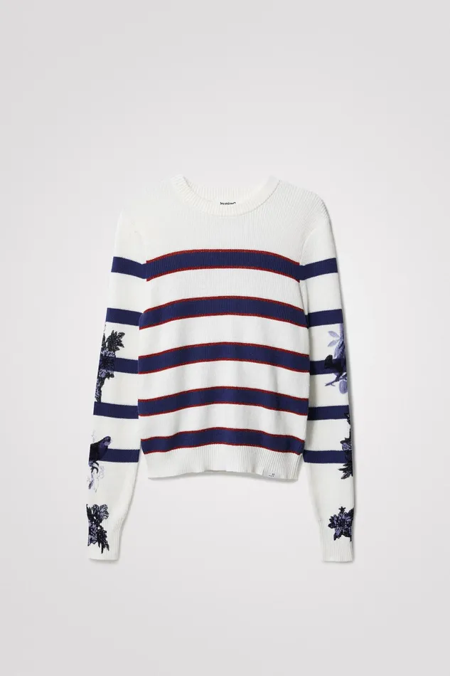 Desigual Striped Floral Jumper Women Sweaters