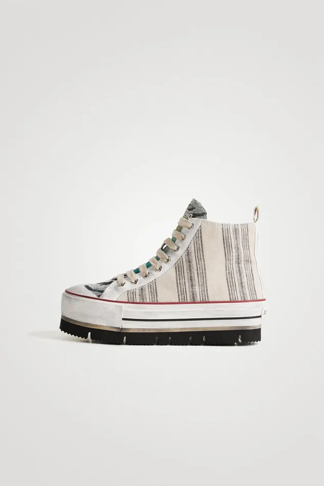 Desigual Striped Hightop Platform Sneakers Women Sneakers