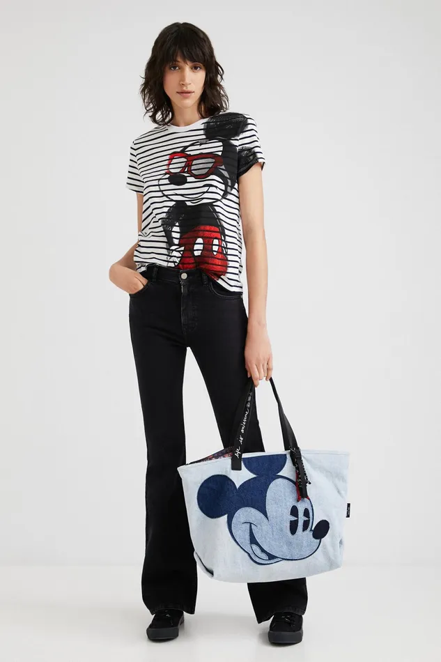 Desigual Striped Mickey Mouse Tshirt Women Tshirts