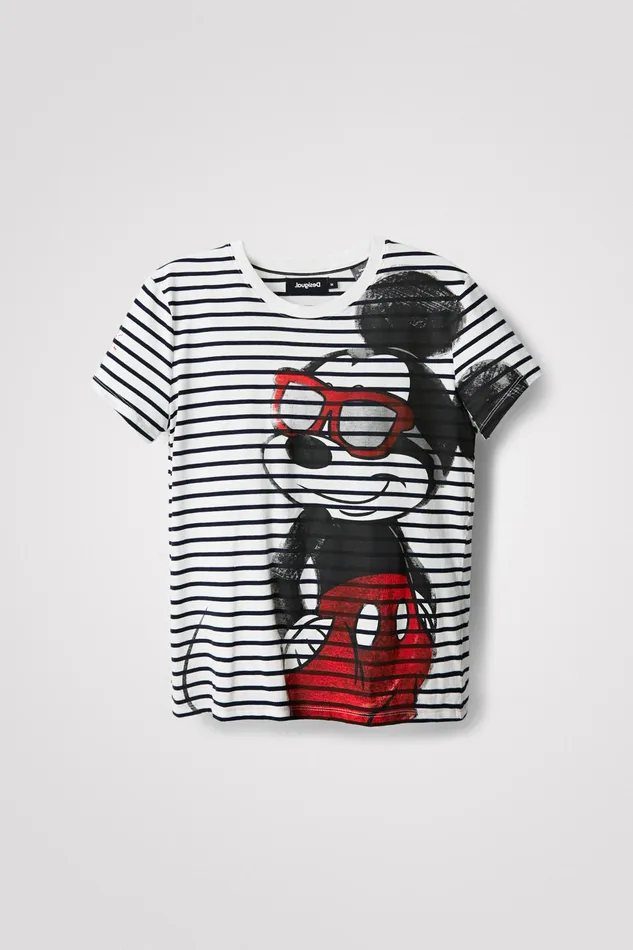 Desigual Striped Mickey Mouse Tshirt Women Tshirts