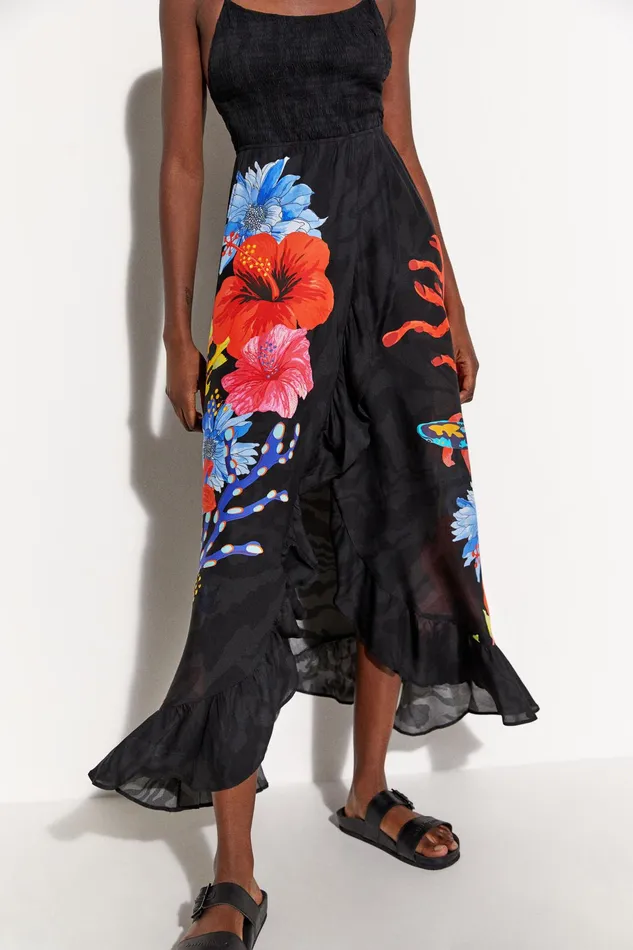 Desigual Sustainable Lowcut Maxi Dress Women Swimwear