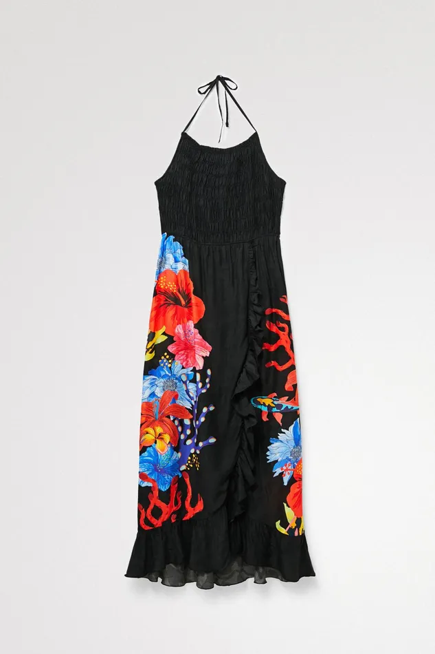 Desigual Sustainable Lowcut Maxi Dress Women Swimwear