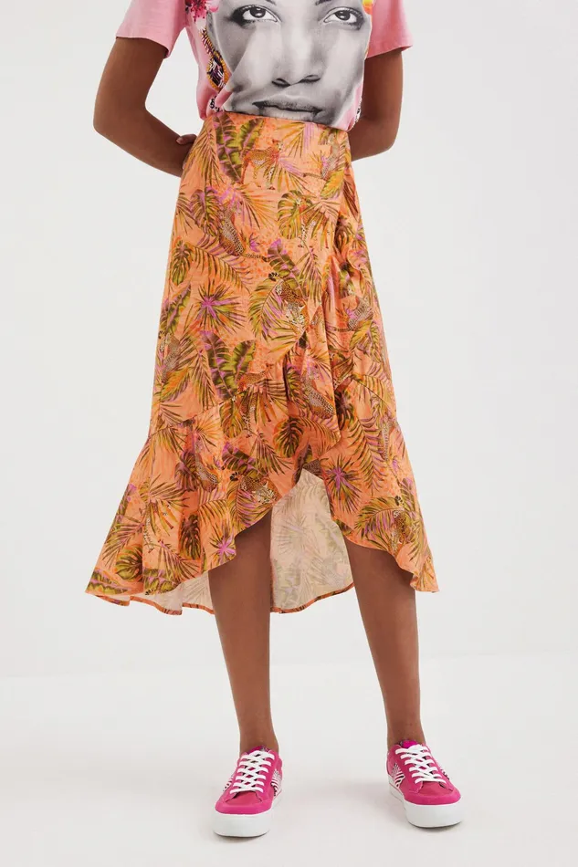 Desigual Tropical Flounce Skirt Women Skirts and Shorts