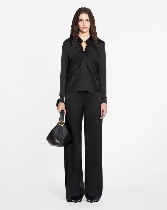 Draped Top With Eyelet Detail Black Women Lanvin Tops Draped Top With Eyelet Detail Black Women Lanvin Tops