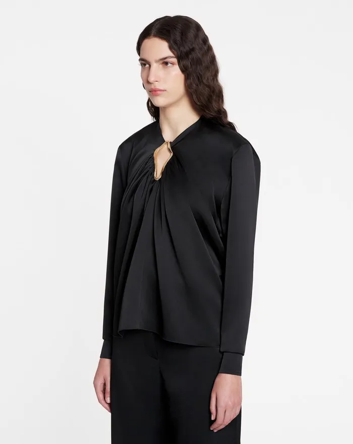 Draped Top With Eyelet Detail Black Women Lanvin Tops Draped Top With Eyelet Detail Black Women Lanvin Tops