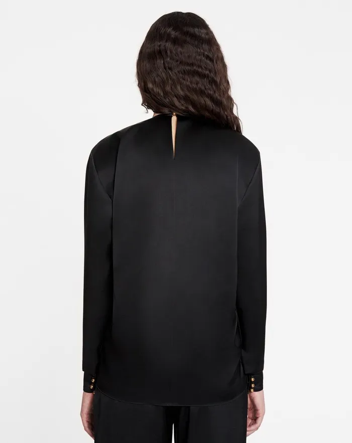 Draped Top With Eyelet Detail Black Women Lanvin Tops Draped Top With Eyelet Detail Black Women Lanvin Tops