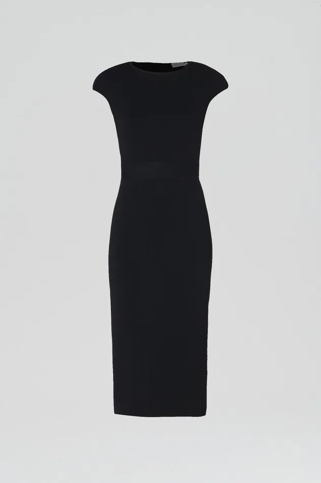 Dresses Scanlan Theodore Women CREPE KNIT CAP SLEEVE DRESS BLACK Dresses Scanlan Theodore Women CREPE KNIT CAP SLEEVE DRESS BLACK