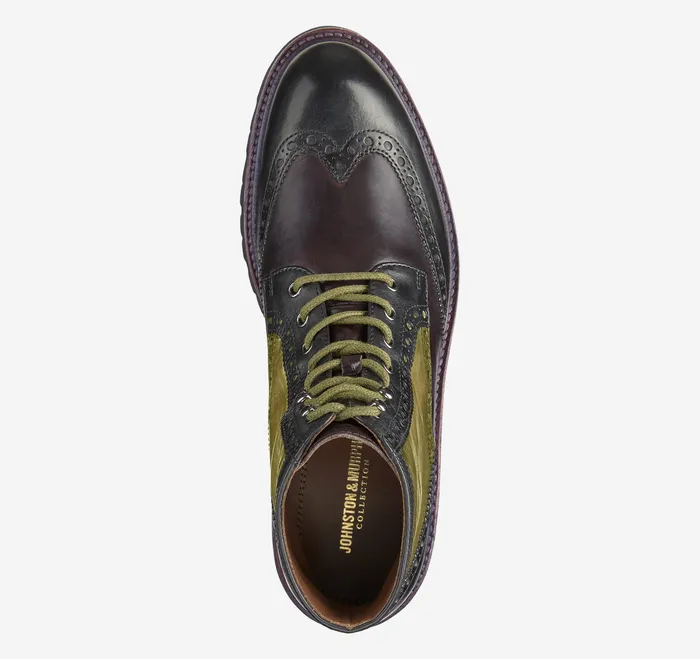 Dudley Lug Wingtip Boot Black Multi Calfskin Men Dress Shoes Johnston and Murphy