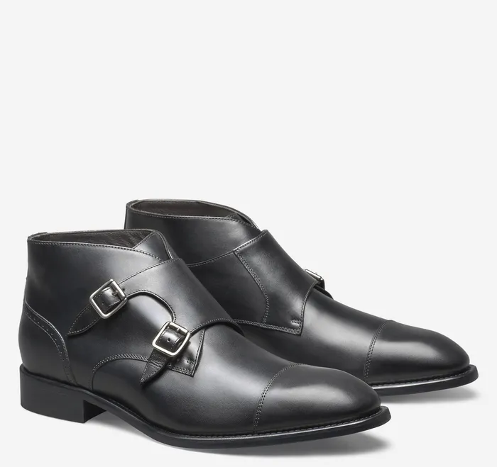 Ellsworth Double Buckle Boot Black Italian Calfskin Men Dress Shoes Johnston and Murphy