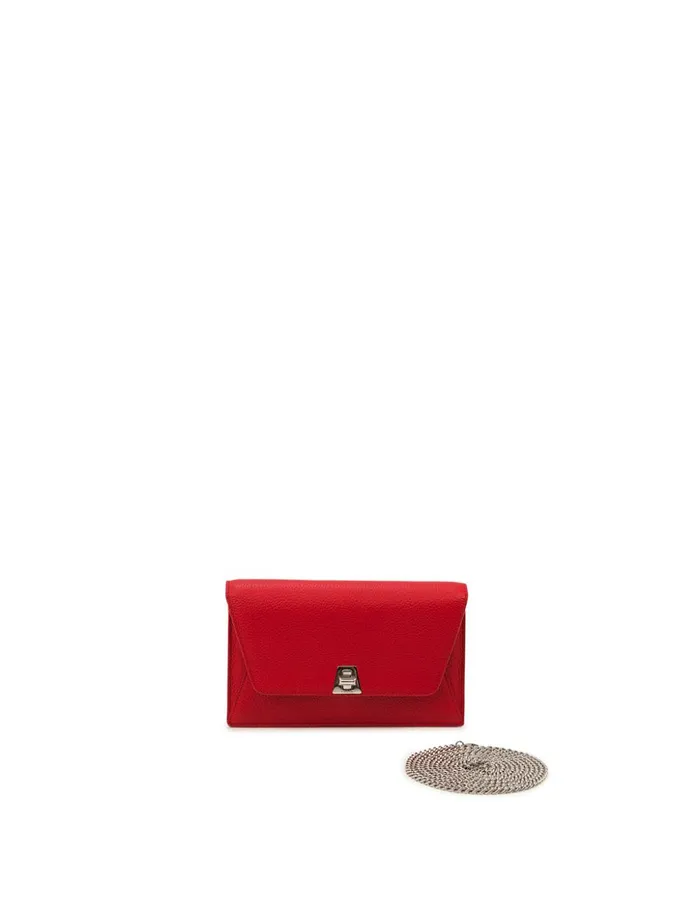 Envelope Bag In Calf Leather With Detachable Shoulder Chain Love Women Akris Clutches