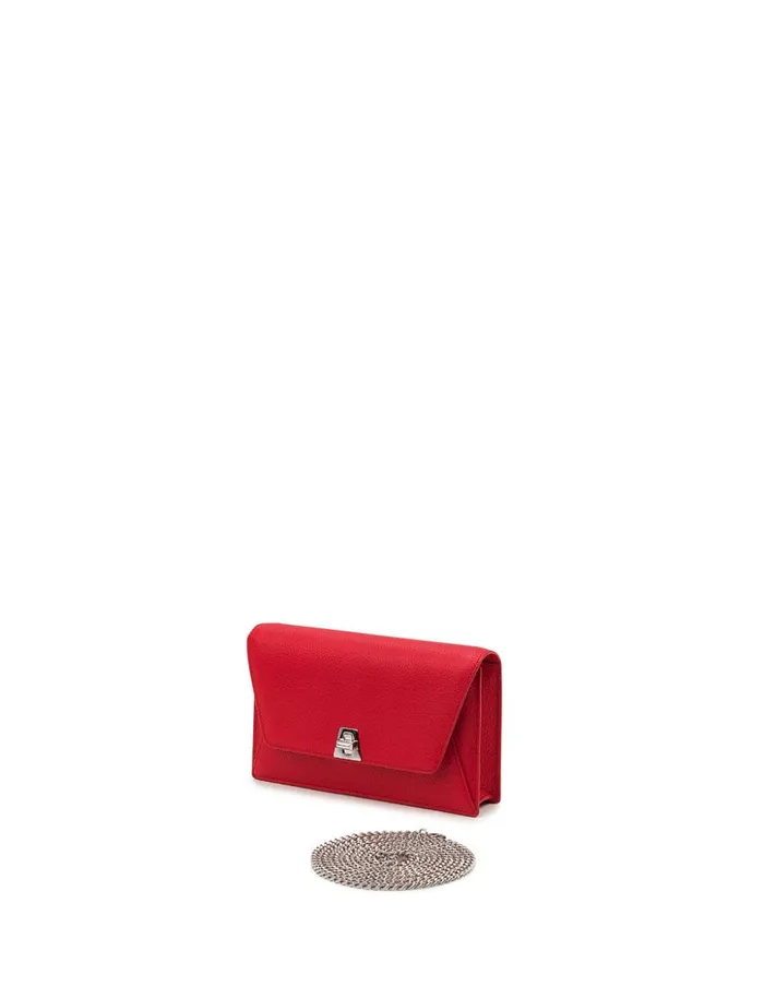 Envelope Bag In Calf Leather With Detachable Shoulder Chain Love Women Akris Clutches