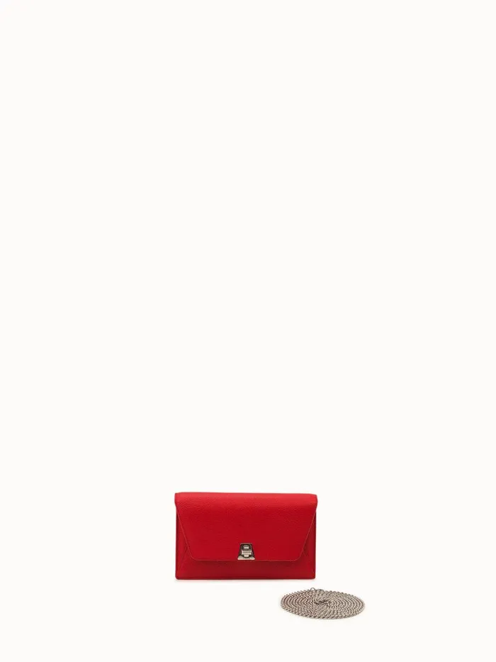 Envelope Bag In Calf Leather With Detachable Shoulder Chain Love Women Akris Clutches