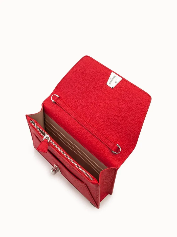 Envelope Bag In Calf Leather With Detachable Shoulder Chain Love Women Akris Clutches