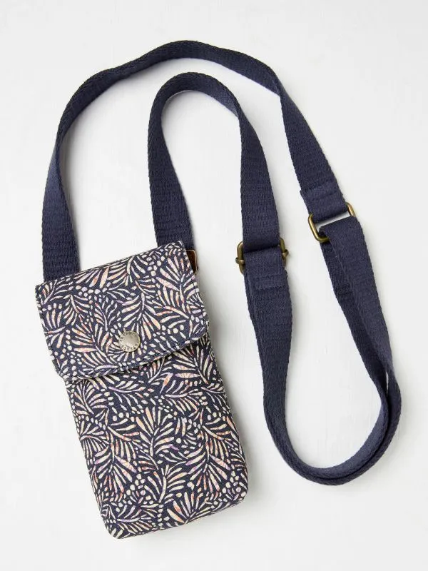 Fat Face Bags and Purses Women Navy Blue Canvas Phone Bag