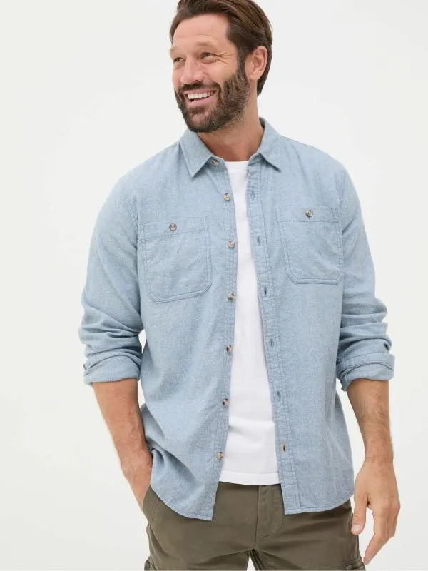 Fat Face Denim Dressing Men Blue Long Sleeve Malton Shirt